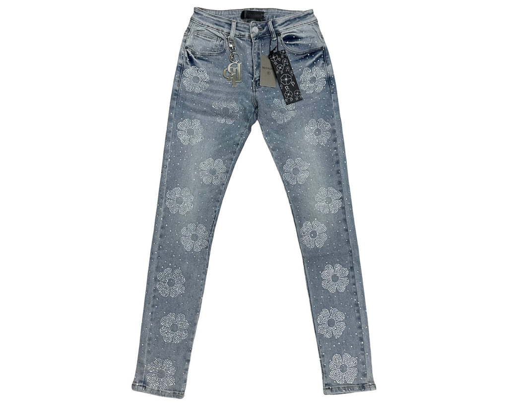 Red Poppy Floral Jeans - Graphic