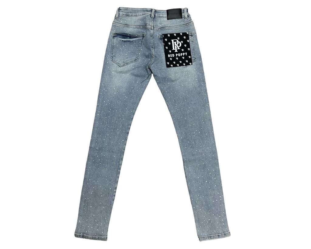 Red Poppy Floral Jeans - Graphic
