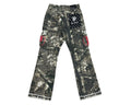 Red Poppy Camo Cargo Jeans - Frayed Hem