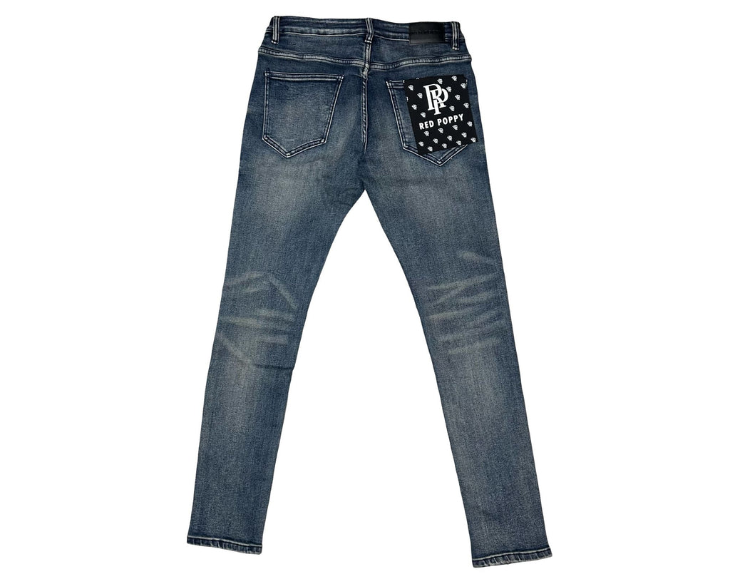 Red Poppy Graphic Jeans - Studded