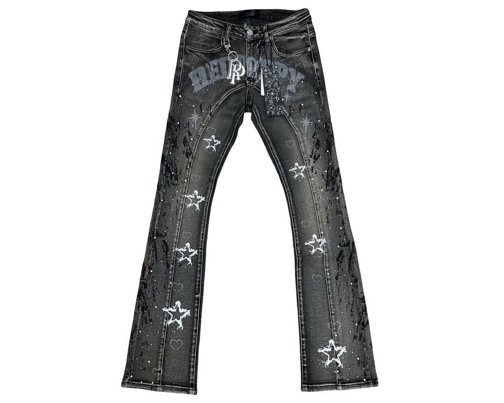 Red Poppy Star Jeans - Stacked Flare