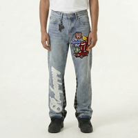 Red Poppy Patch Jeans - Embellished