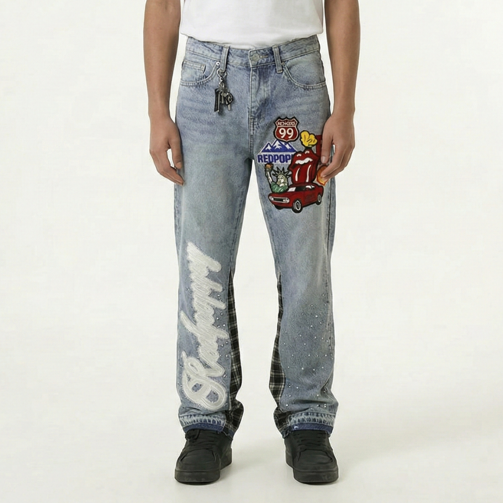 Red Poppy Car Jeans - Embellished