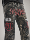 Red Poppy Camo Cargo Jeans - Frayed Hem