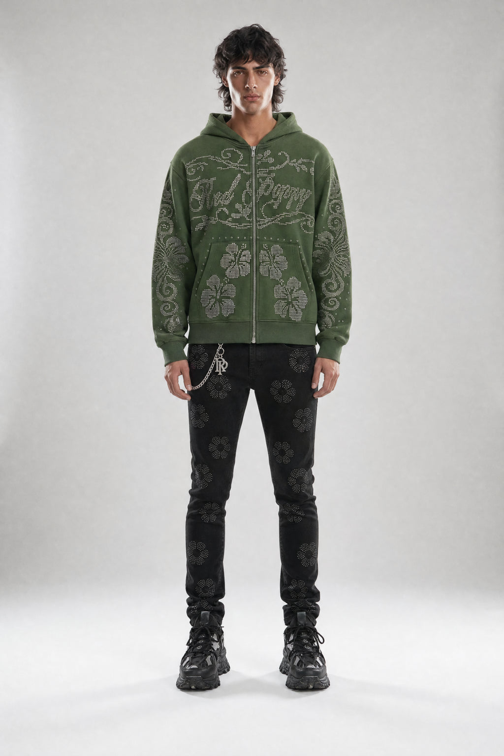 Red Poppy Floral Hoodie - Graphic Zip-Up