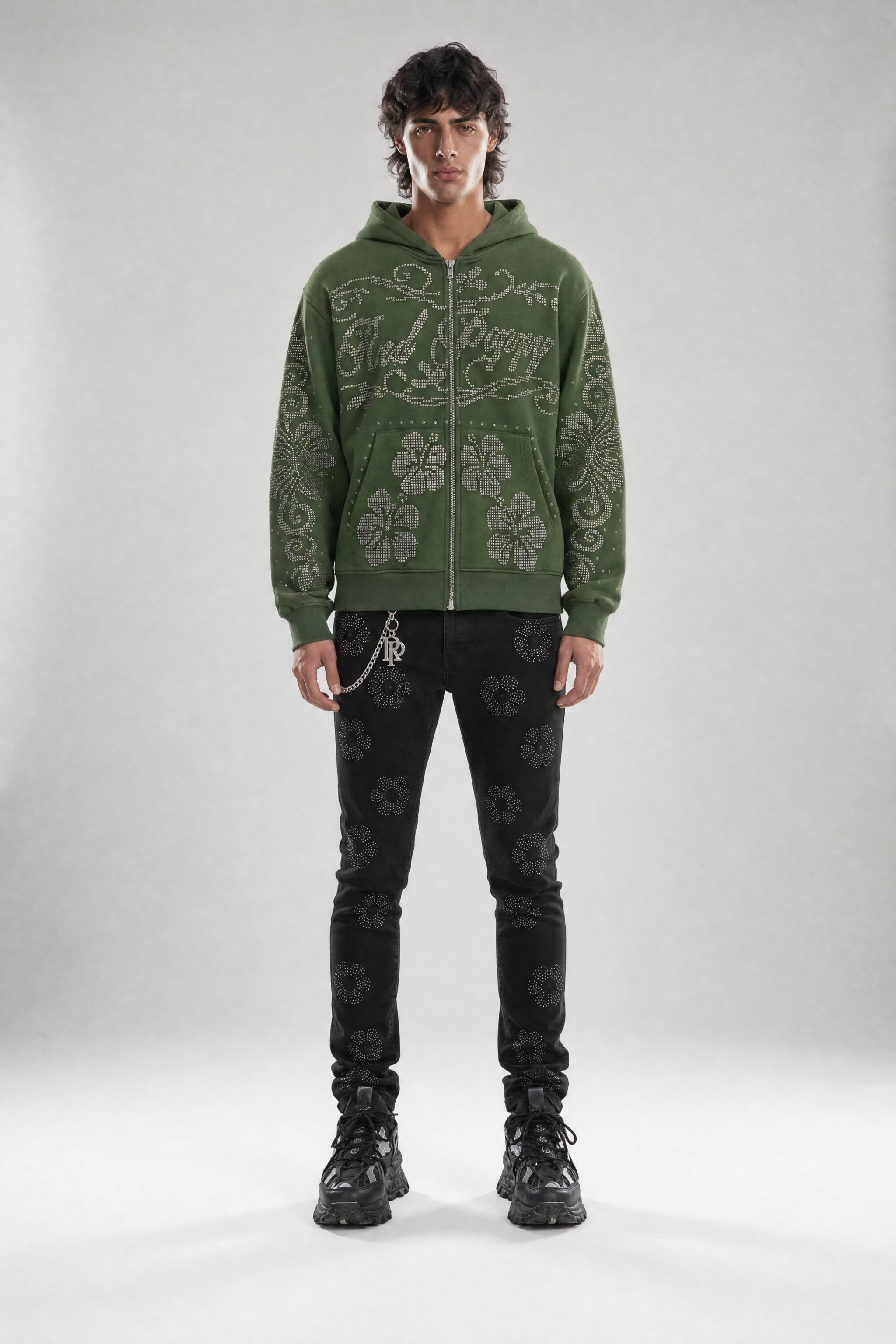 Red Poppy Floral Hoodie - Graphic Zip-Up