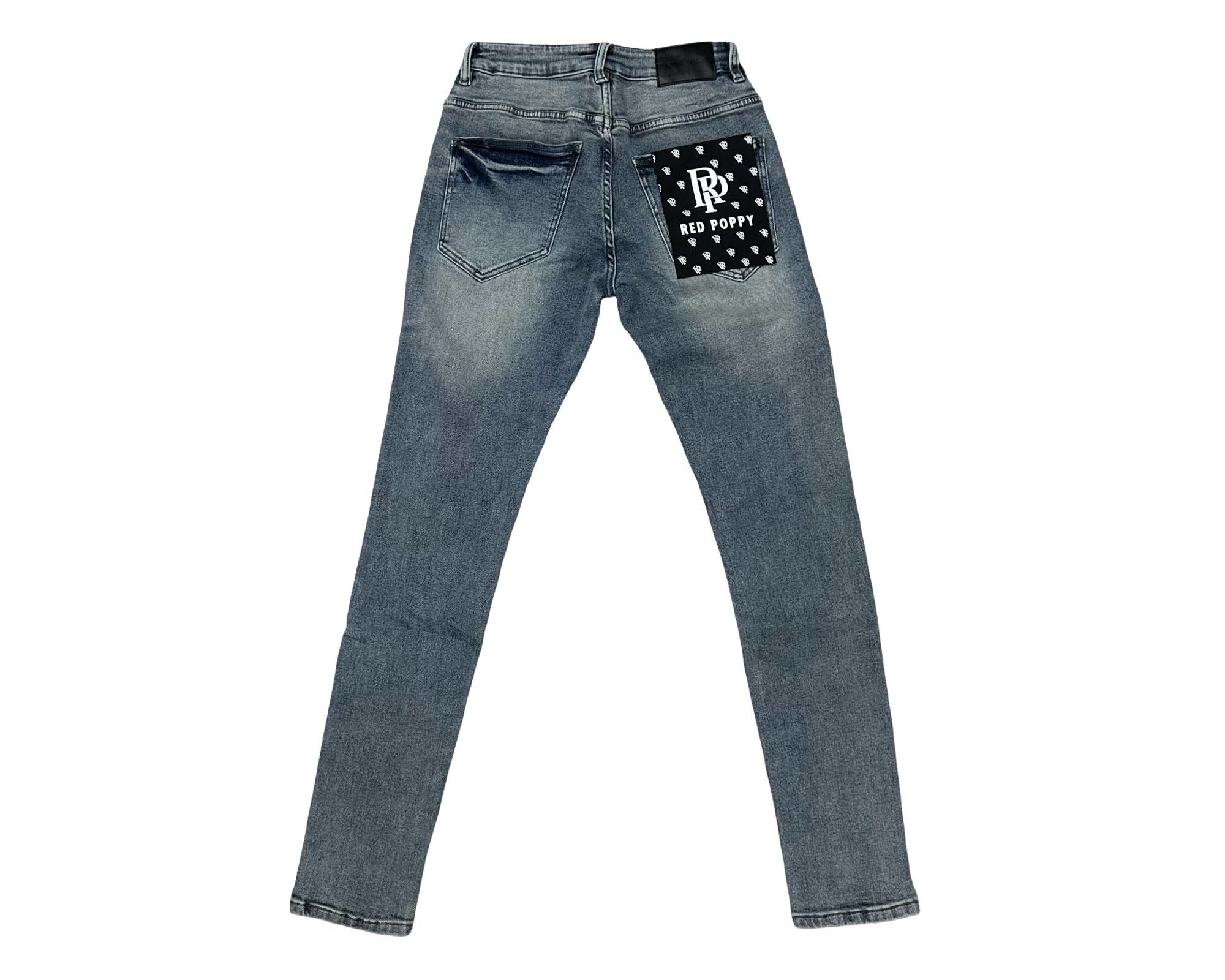 Red Poppy Embellished Jeans - Graphic
