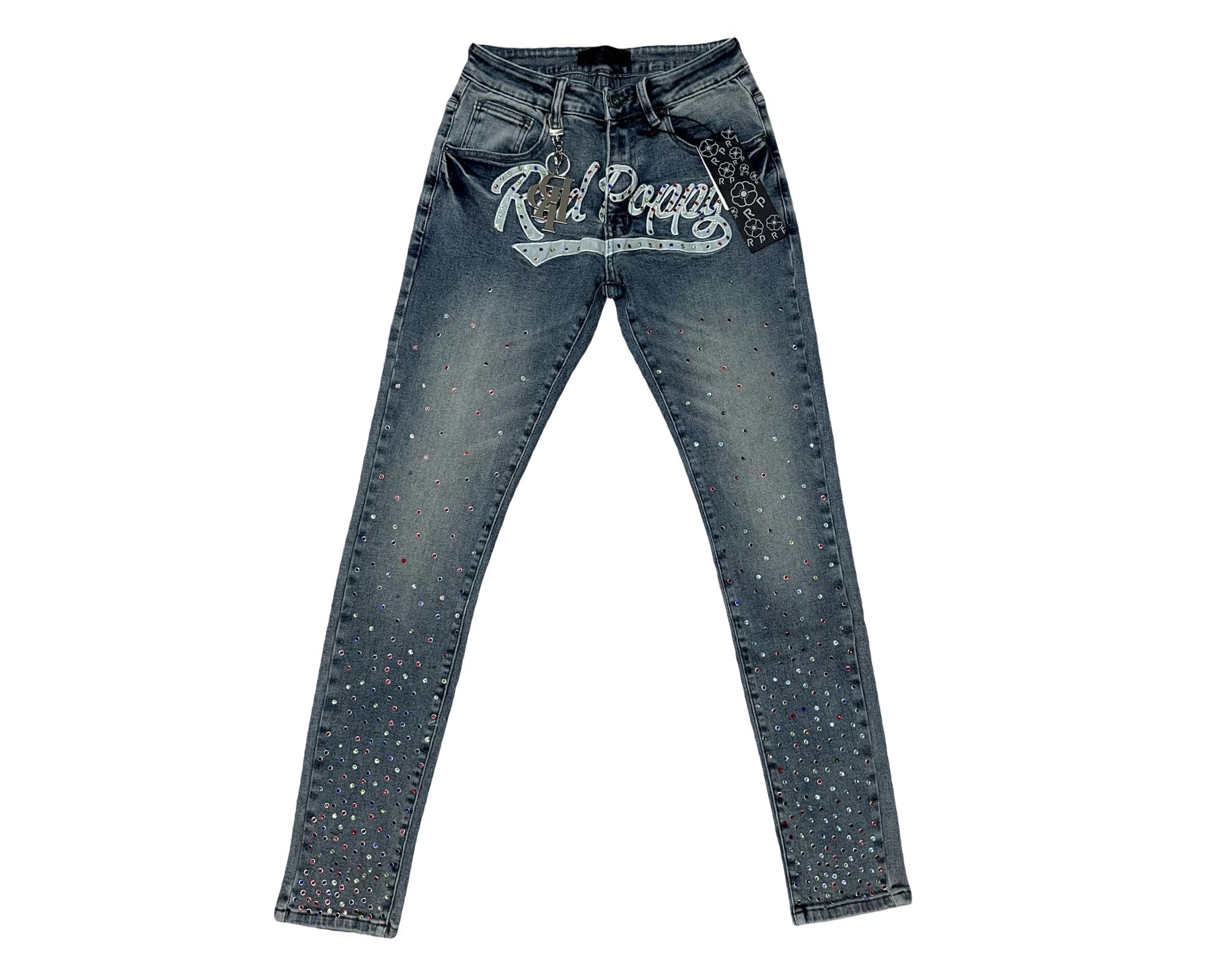 Red Poppy Embellished Jeans - Graphic