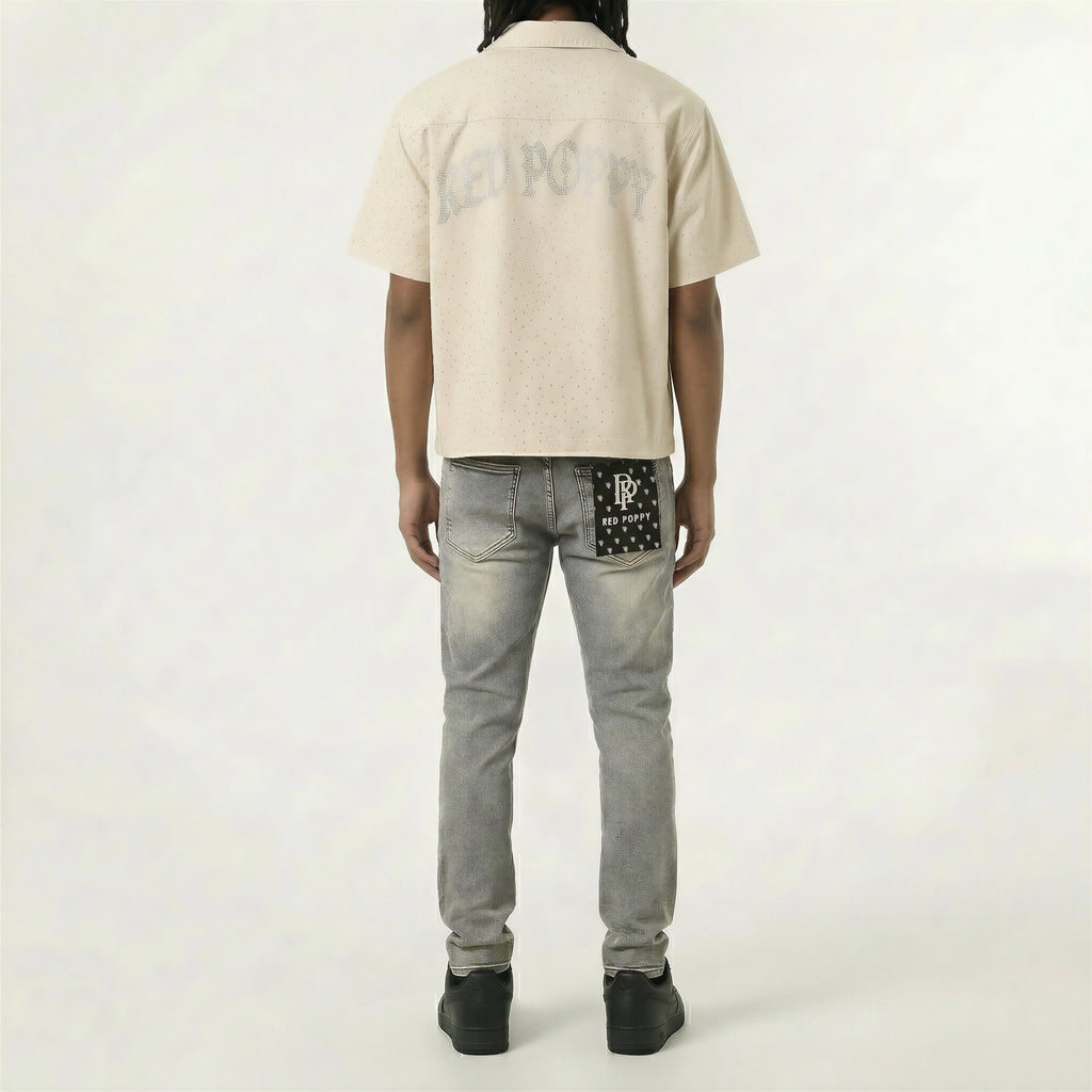 Red Poppy Star Jeans - Embroidered