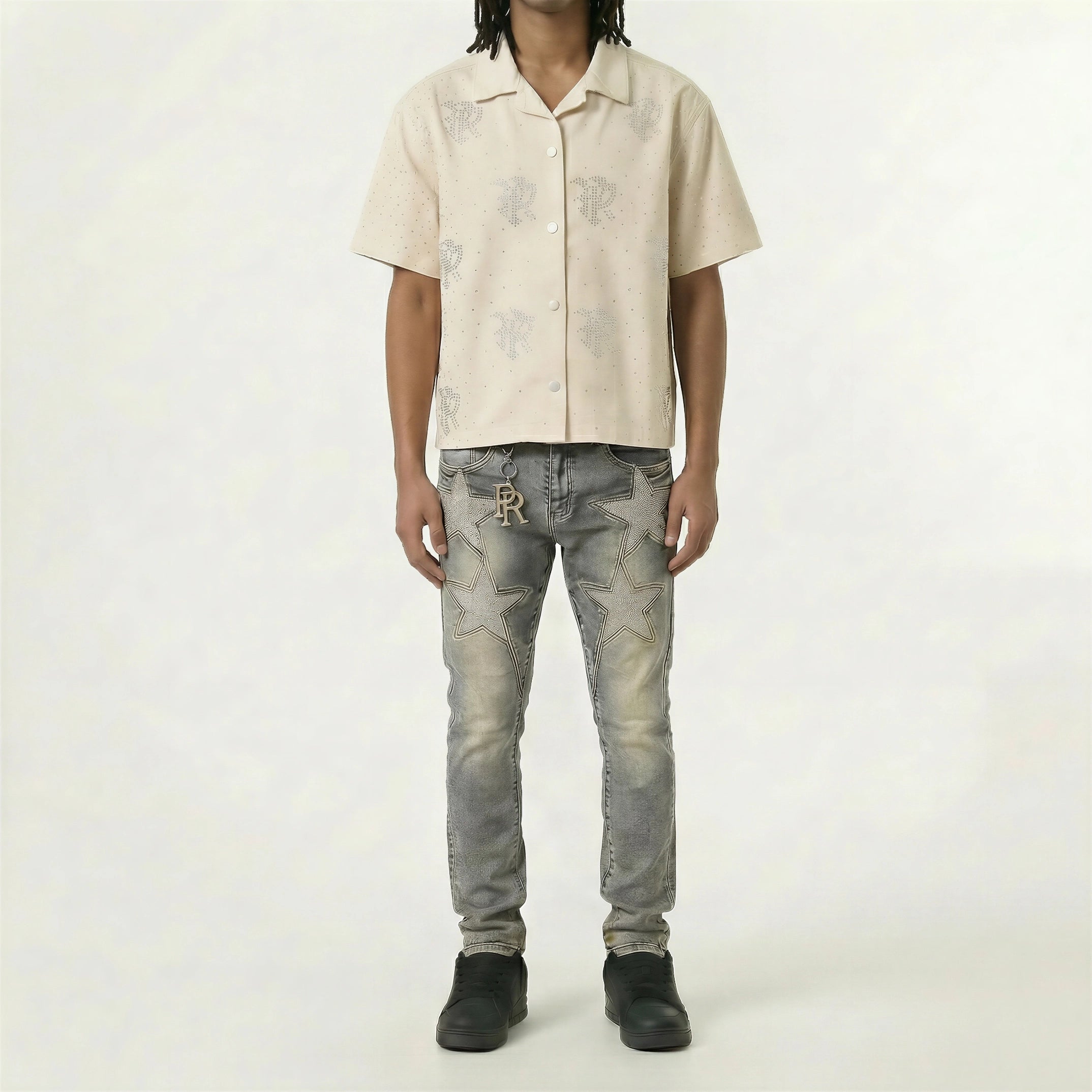 Red Poppy Star Jeans - Embroidered