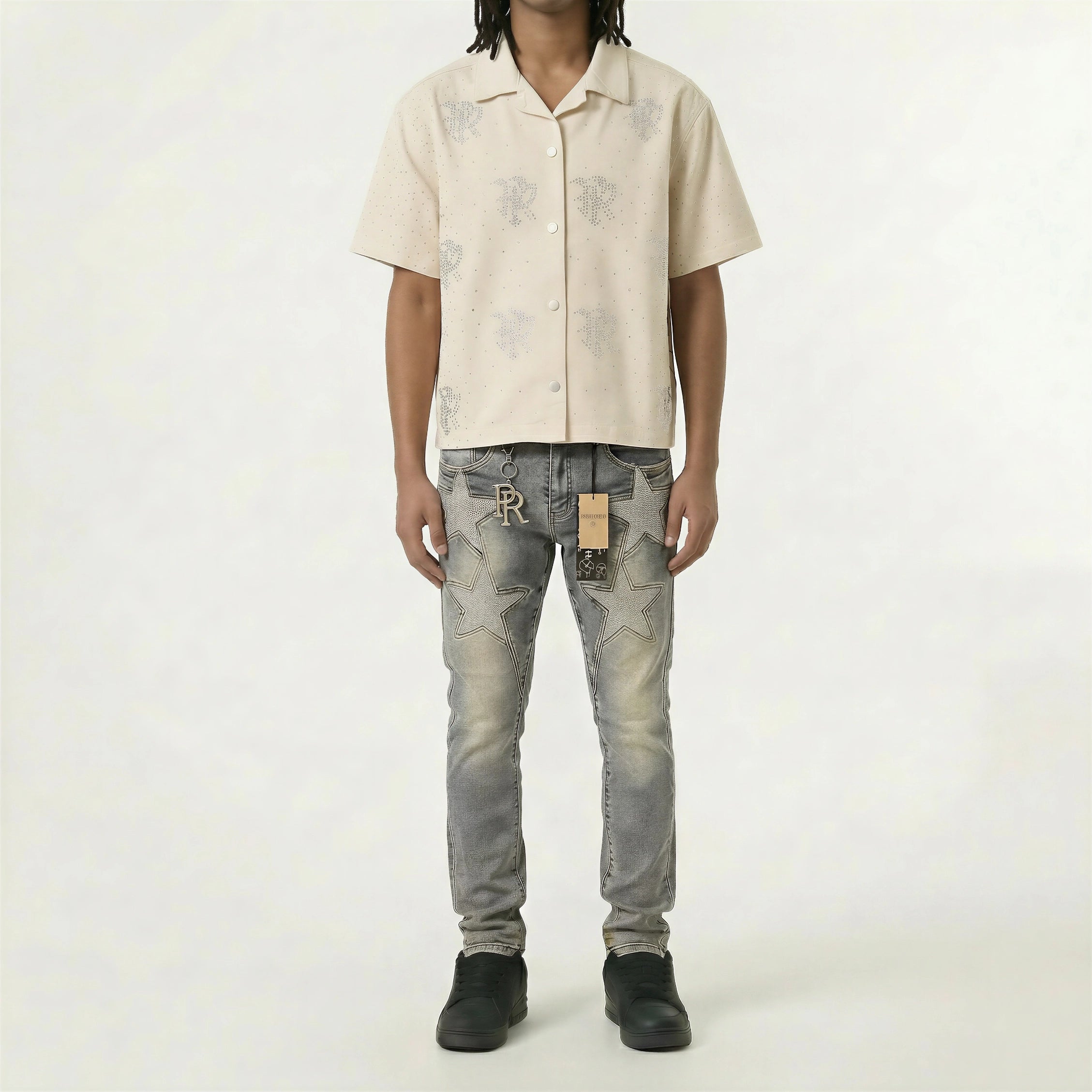 Red Poppy Star Jeans - Embroidered