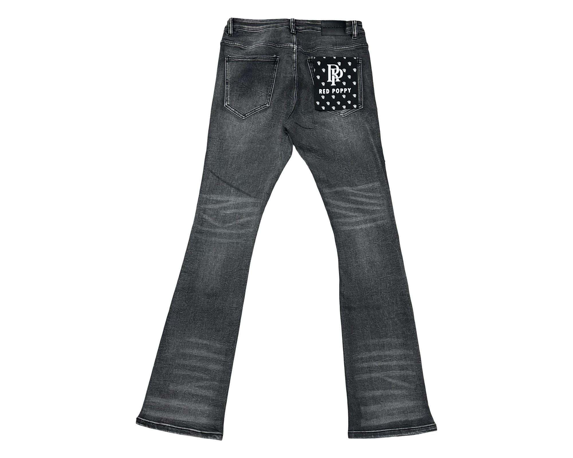 Red Poppy Stacked Flare Fit Jeans - Black