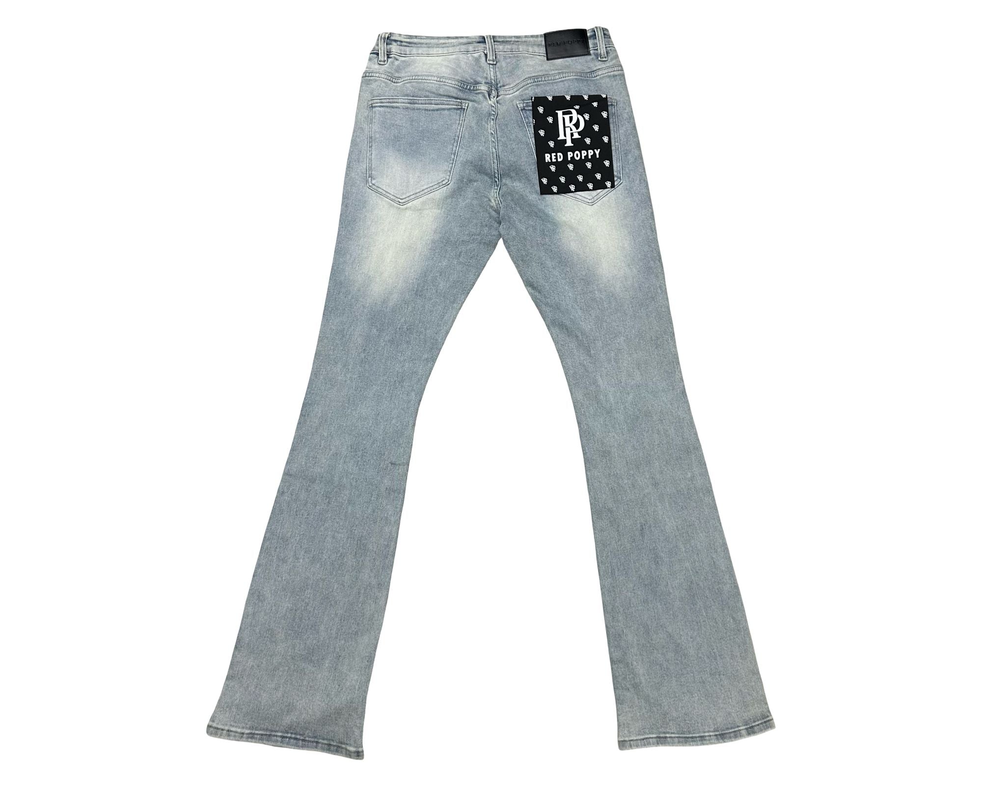 Red Poppy Stacked Flare Fit Jeans - Light Wash