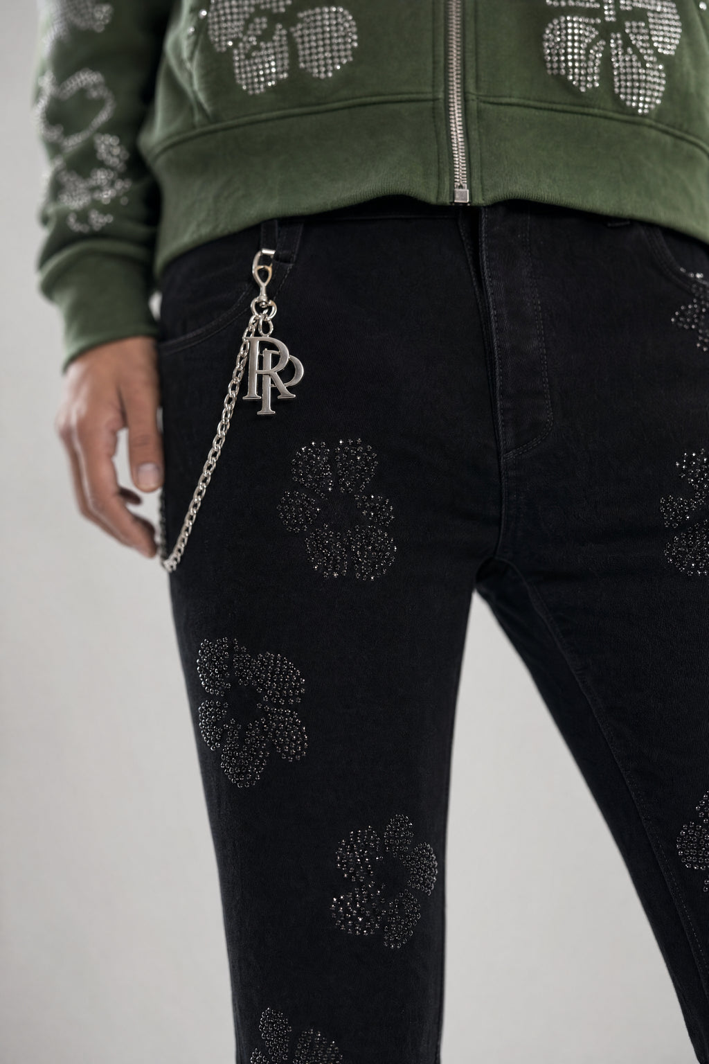 Red Poppy Floral Jeans - Embroidered